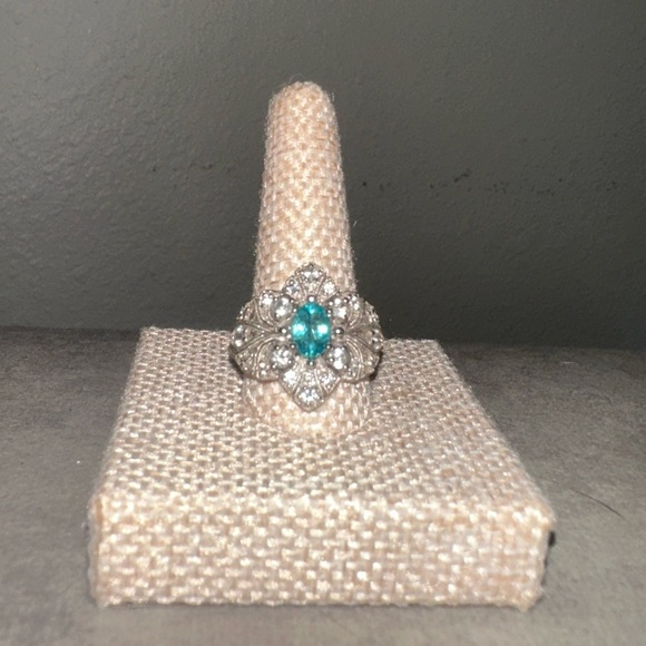 Parabia Blue Apatite & CZ vintage style Sterling Silver Ring by Generations 1912 - Picture 1 of 12